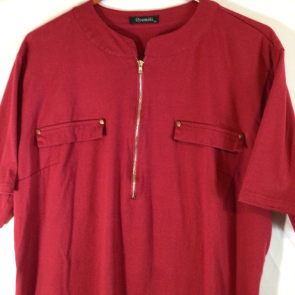 Oyamiki blouse top women’s size xxl maroon short sleeve - Picture 3 of 5